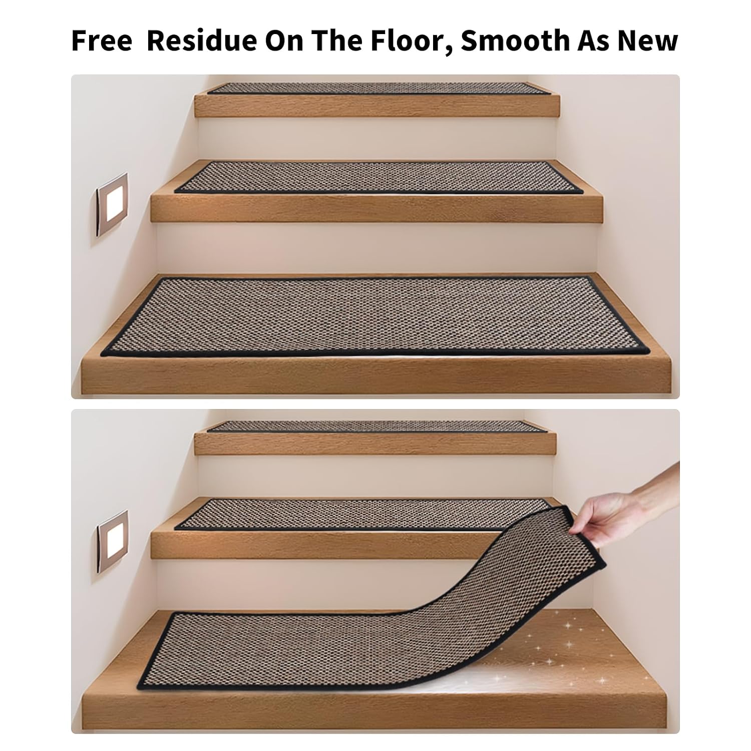 Non‑Slip Rubber Backed Stair Treads 15‑Pack