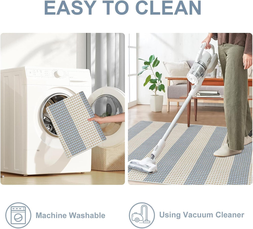 Striped Washable Indoor‑Outdoor Area Rug