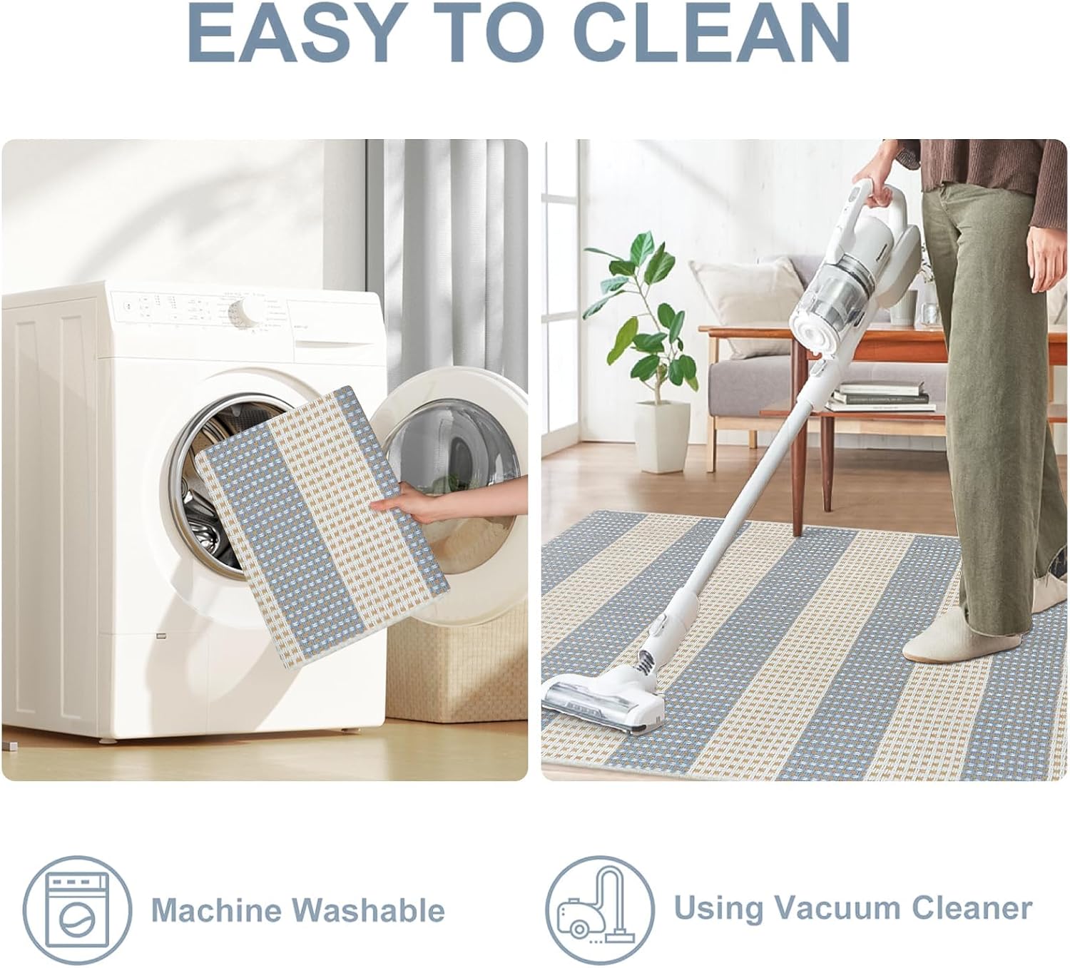 Striped Washable Indoor‑Outdoor Area Rug