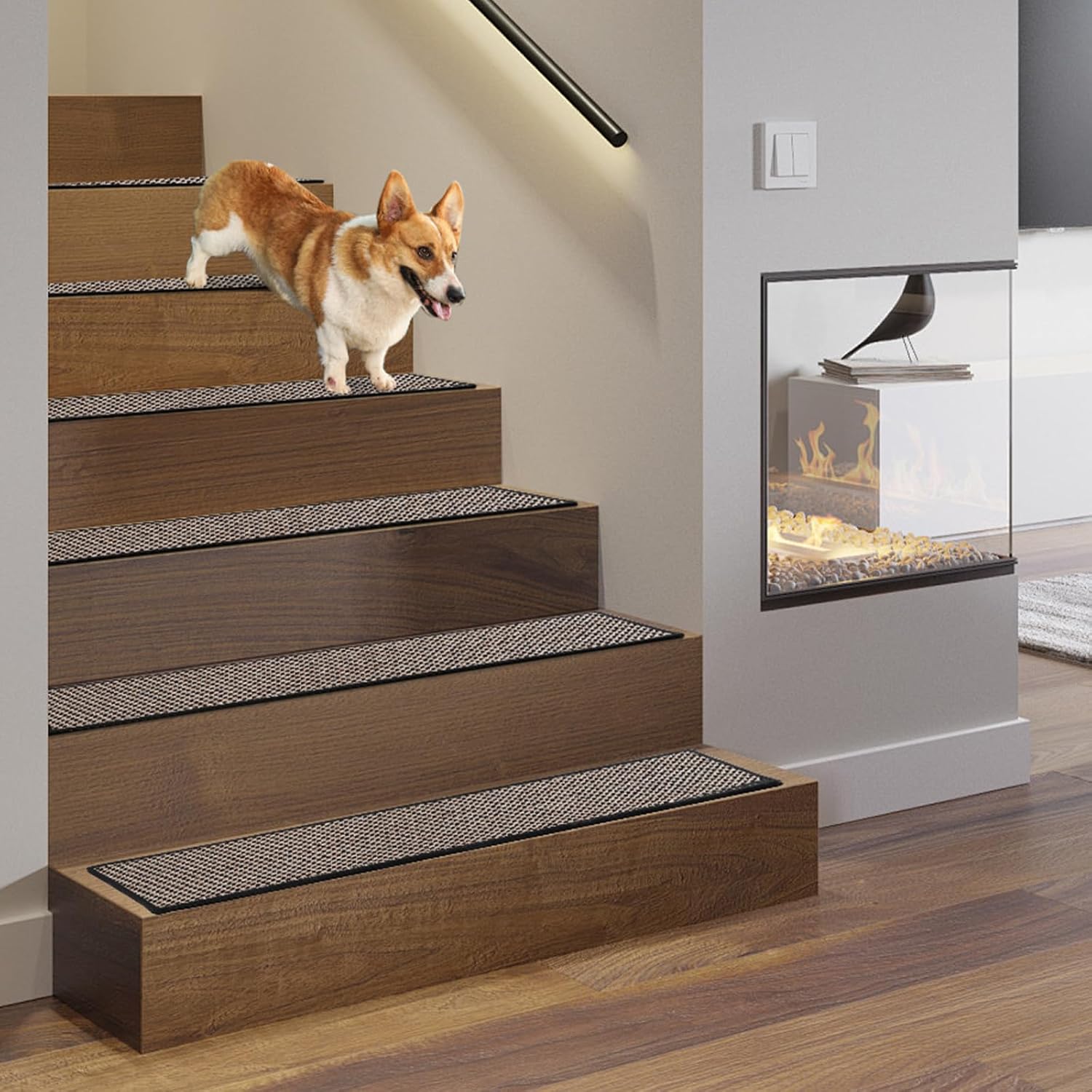 Non‑Slip Rubber Backed Stair Treads 15‑Pack