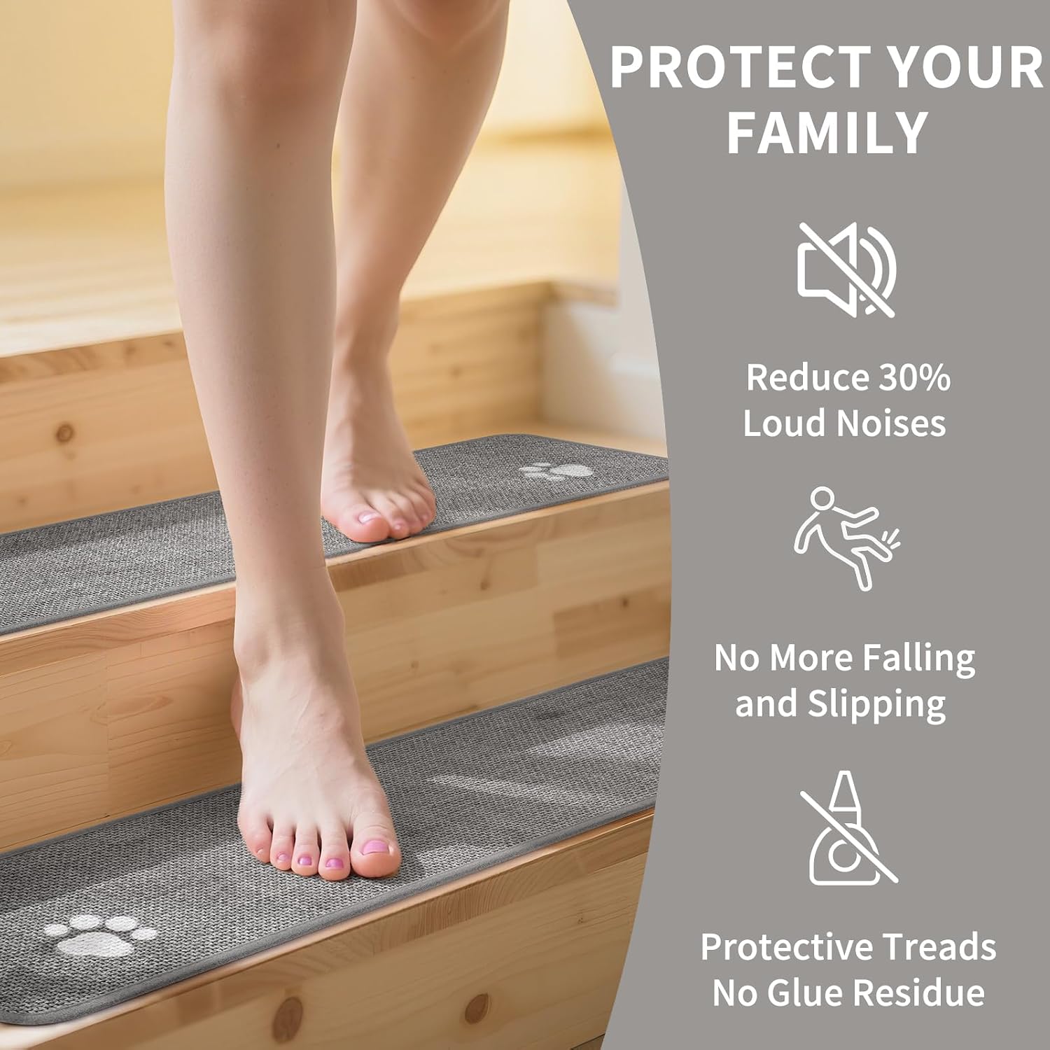 15‑Pack Gray Non‑Slip Stair Treads