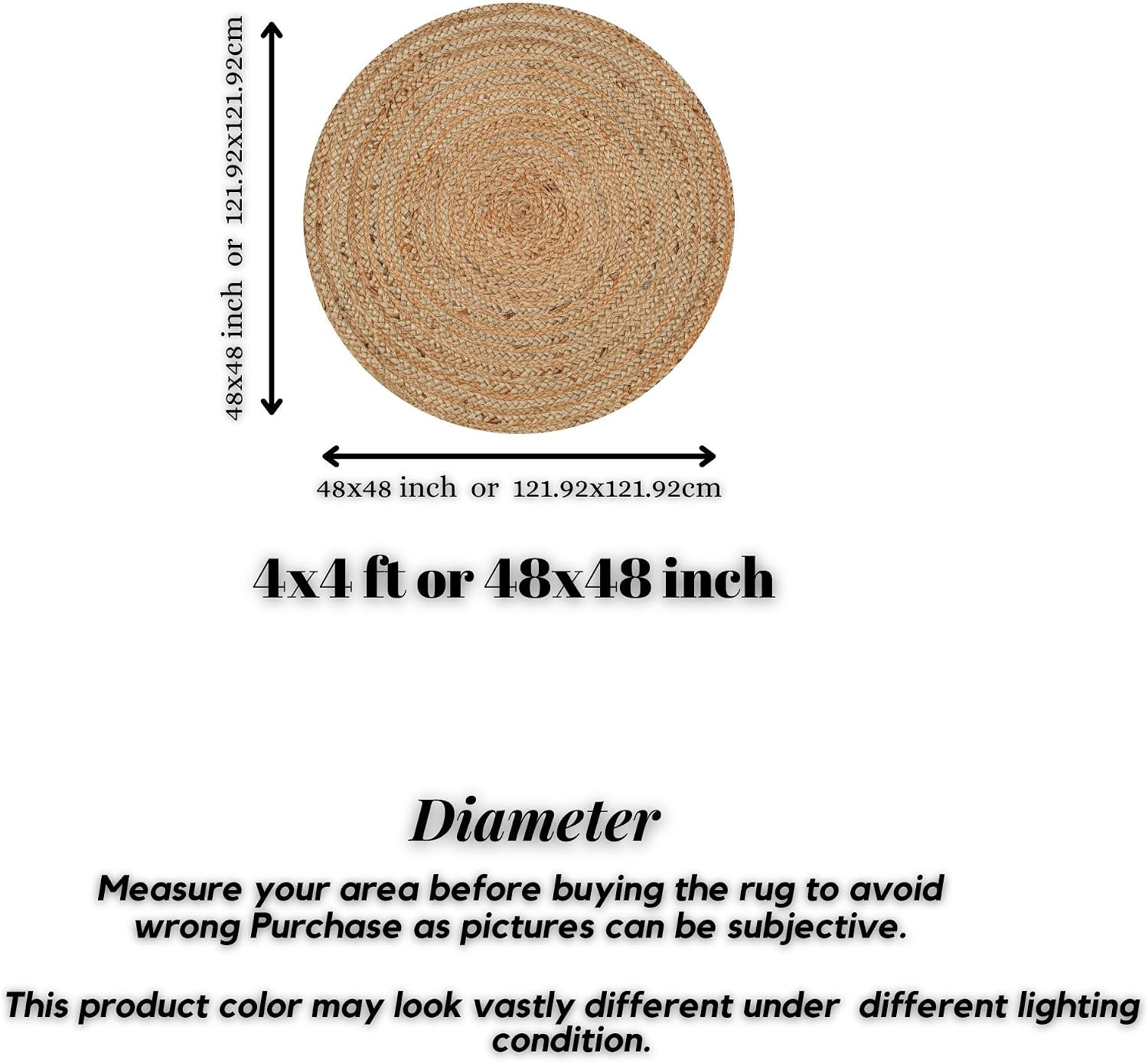Hand‑Woven Braided Jute Round Area Rug