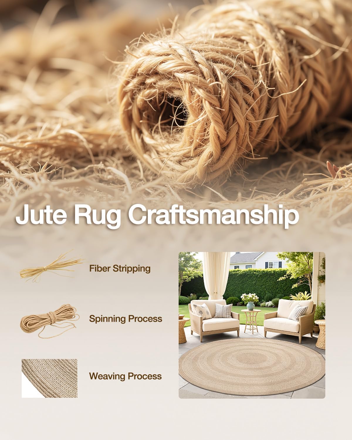 Braided Natural Jute Round Farmhouse Rug