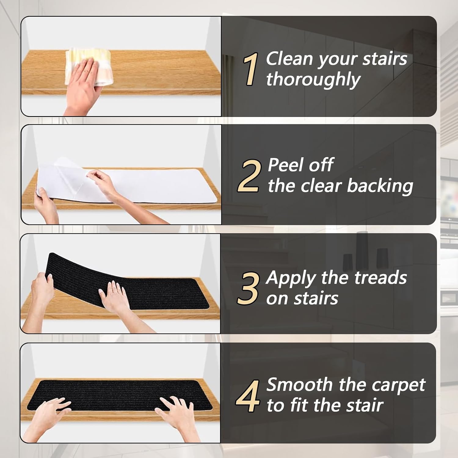 15‑Pack Non‑Slip Indoor‑Outdoor Stair Treads