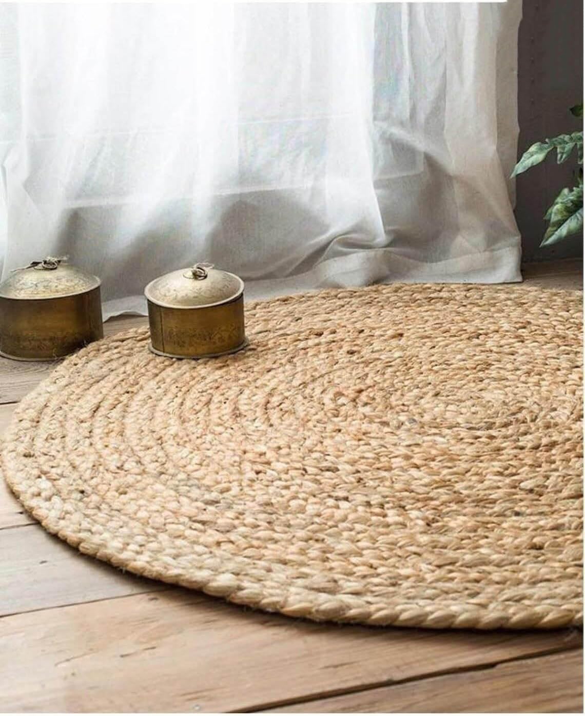 Braided Reversible Jute Round Area Rug