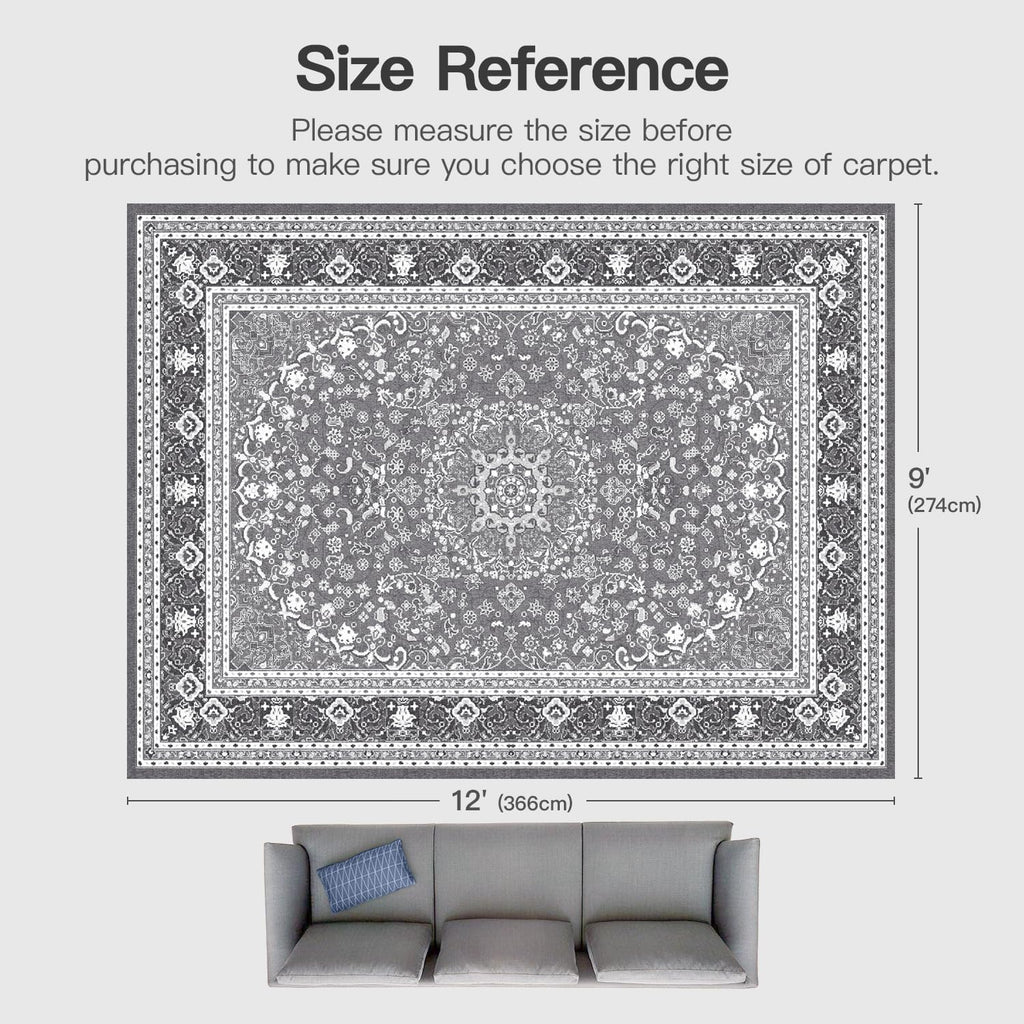 Light‑Grey Oriental Washable Area Rug