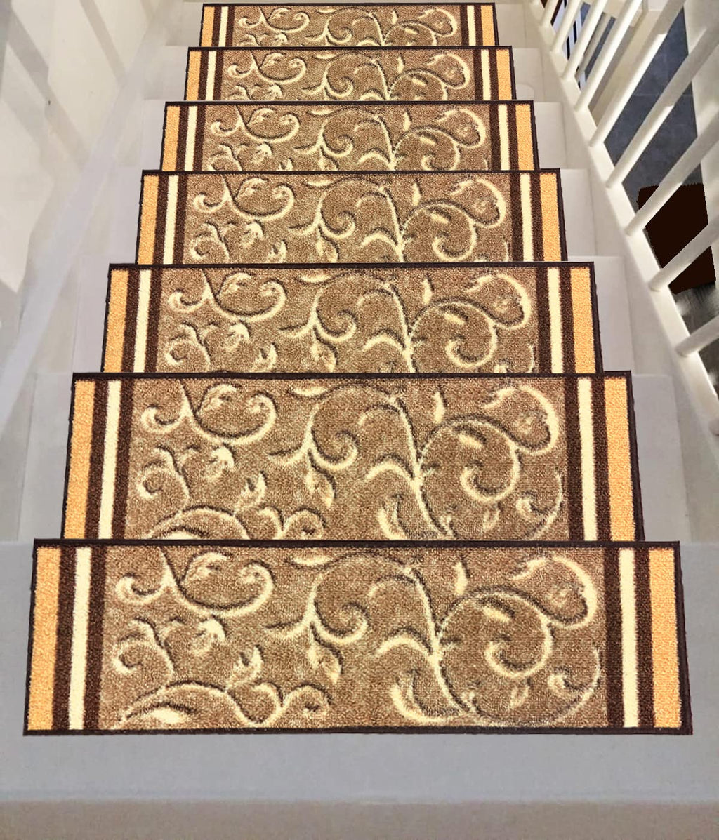 Rubber‑Backed Floral Skid‑Resistant Stair Treads