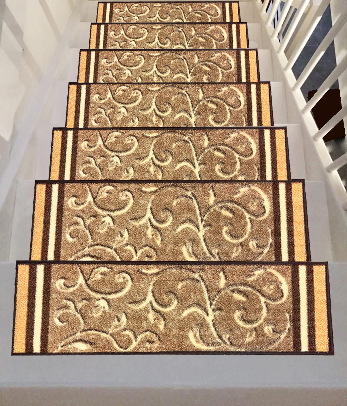Rubber‑Backed Floral Skid‑Resistant Stair Treads