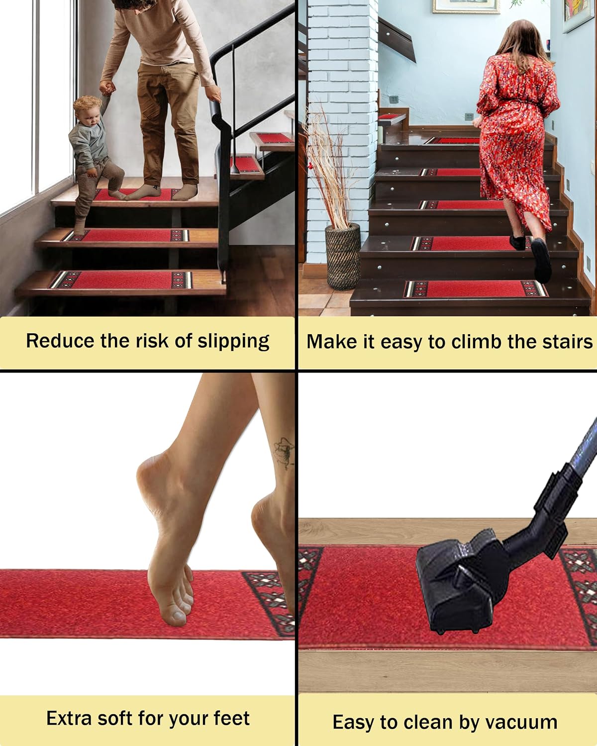 7‑Pack Rubber‑Backed Non‑Slip Stair Treads