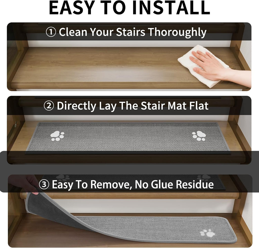 15‑Pack Gray Non‑Slip Stair Treads
