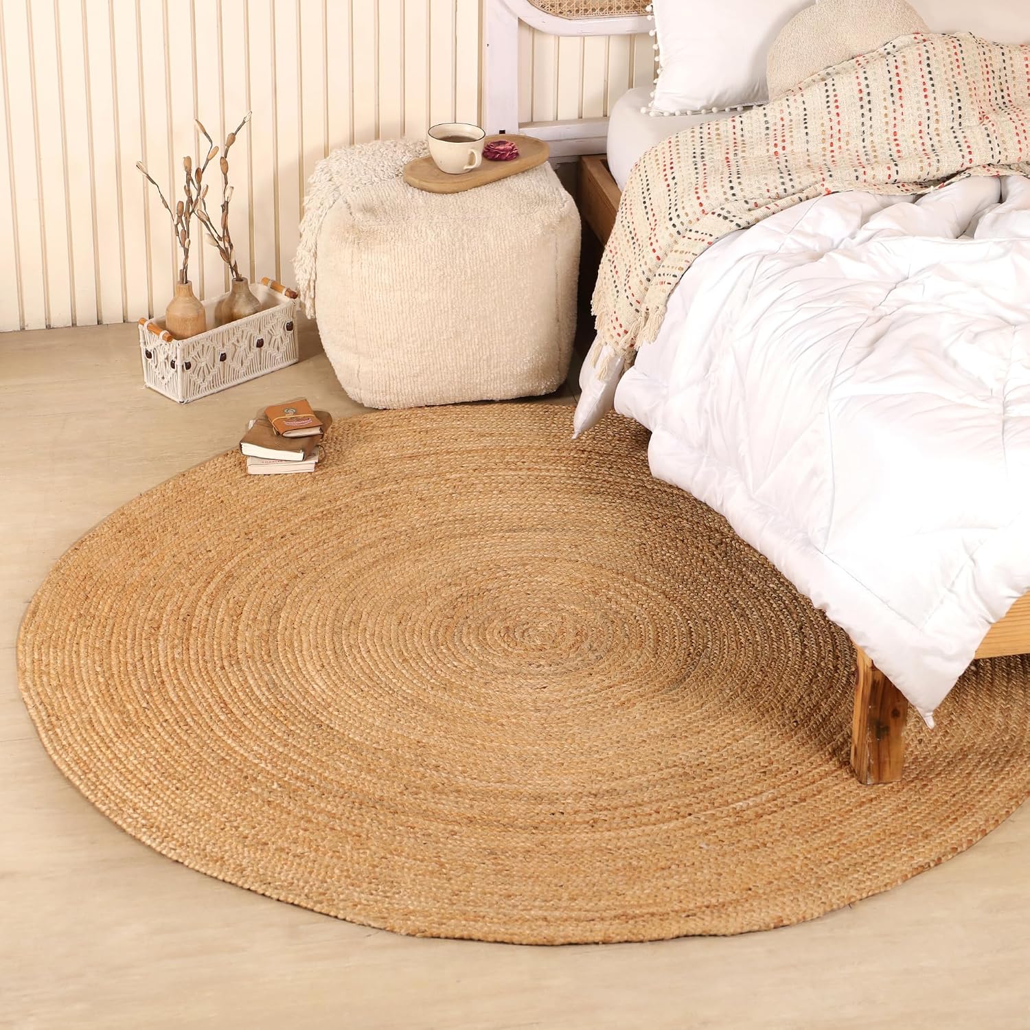 Reversible Rustic Natural Jute Round Rug
