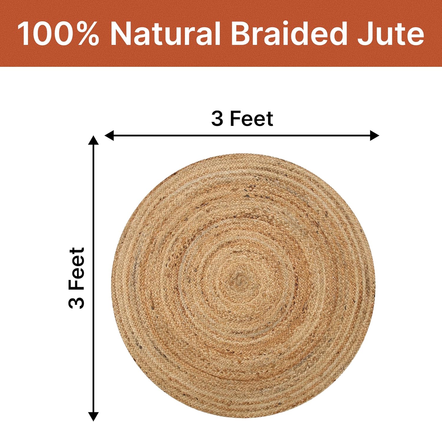 Braided Reversible Jute Round Area Rug