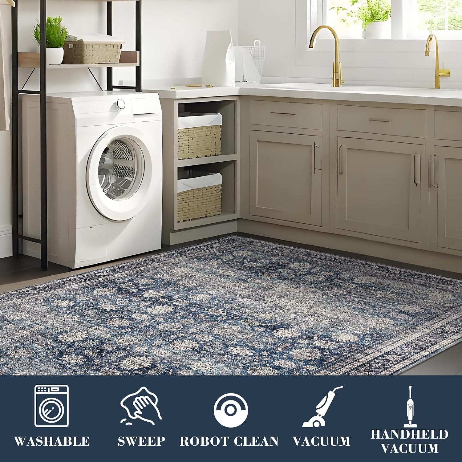 Vintage Oriental Stain‑Resistant Area Rug