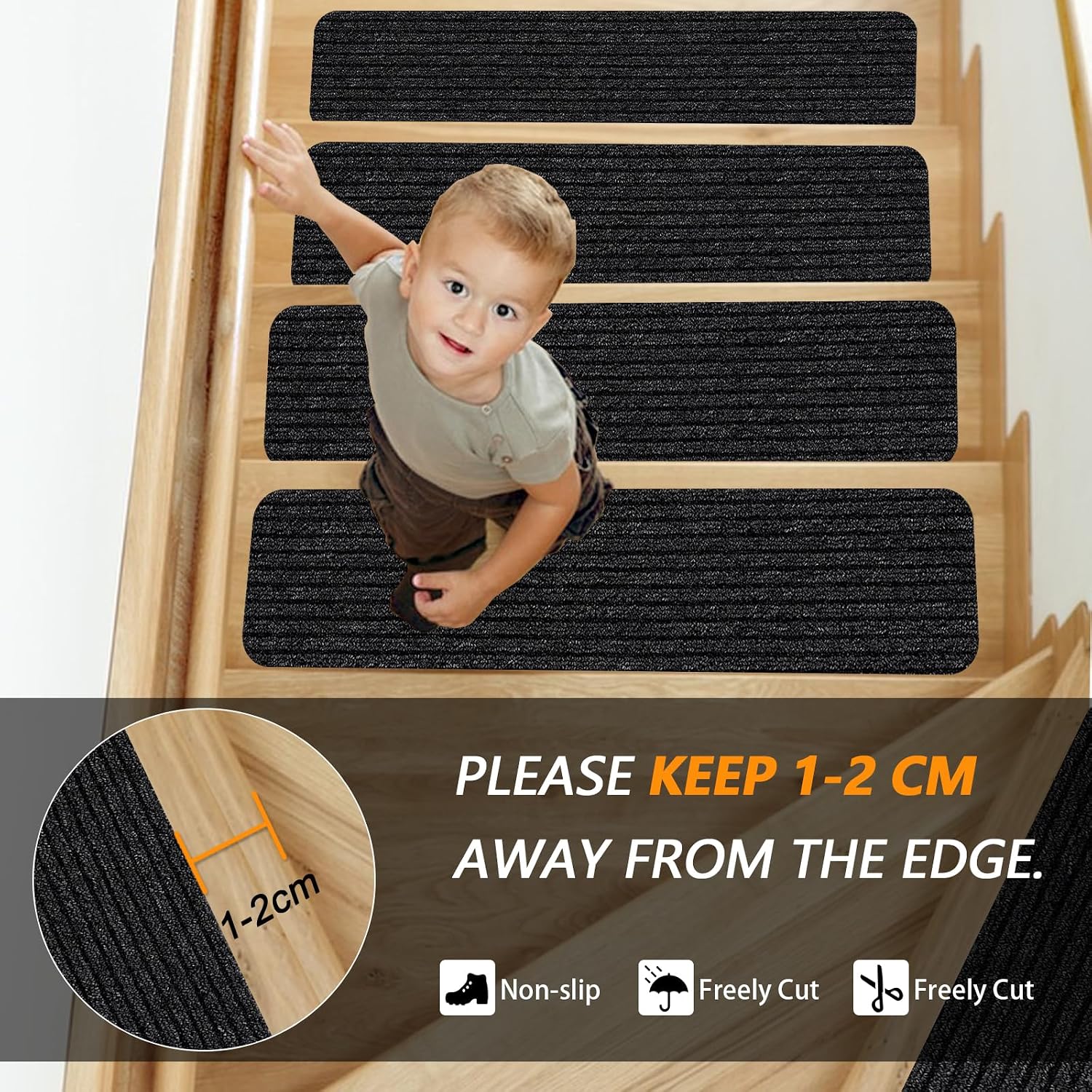 15‑Pack Non‑Slip Indoor‑Outdoor Stair Treads
