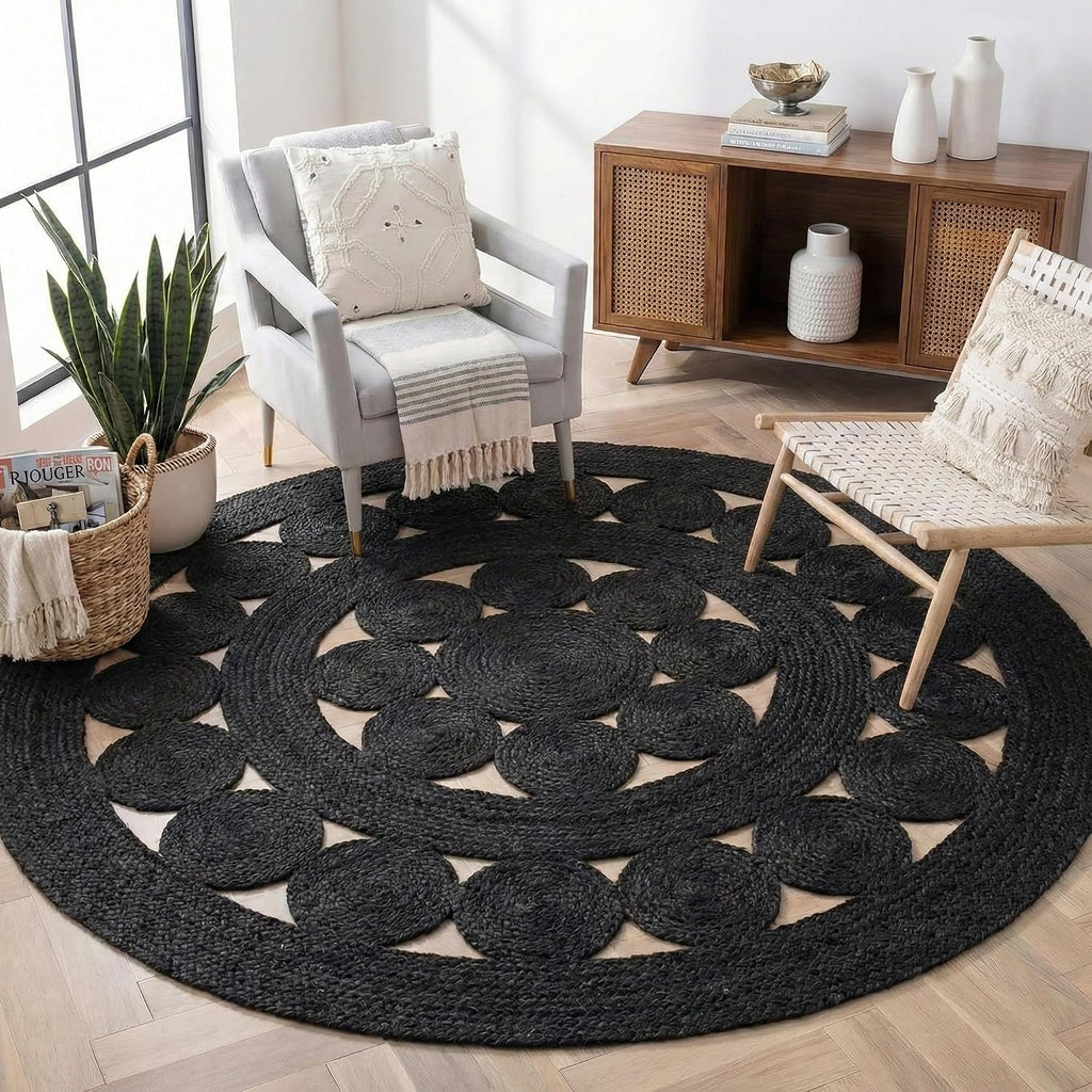 Round Braided Reversible Natural Jute Area Rug