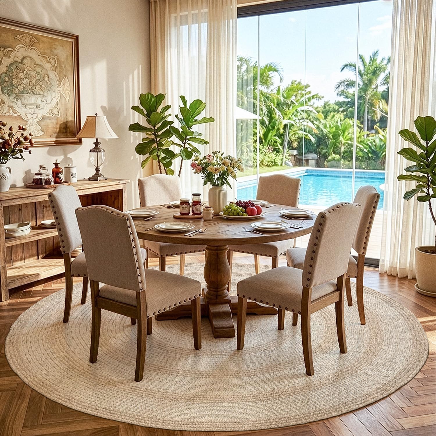 Braided Natural Jute Round Farmhouse Rug
