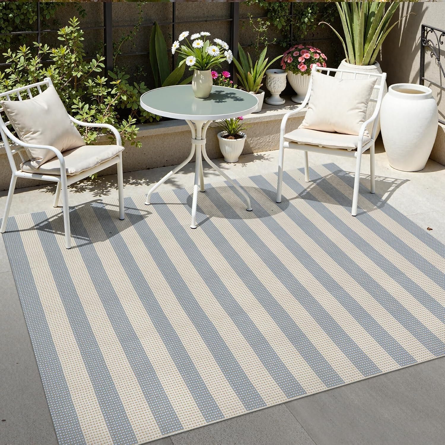 Striped Washable Indoor‑Outdoor Area Rug
