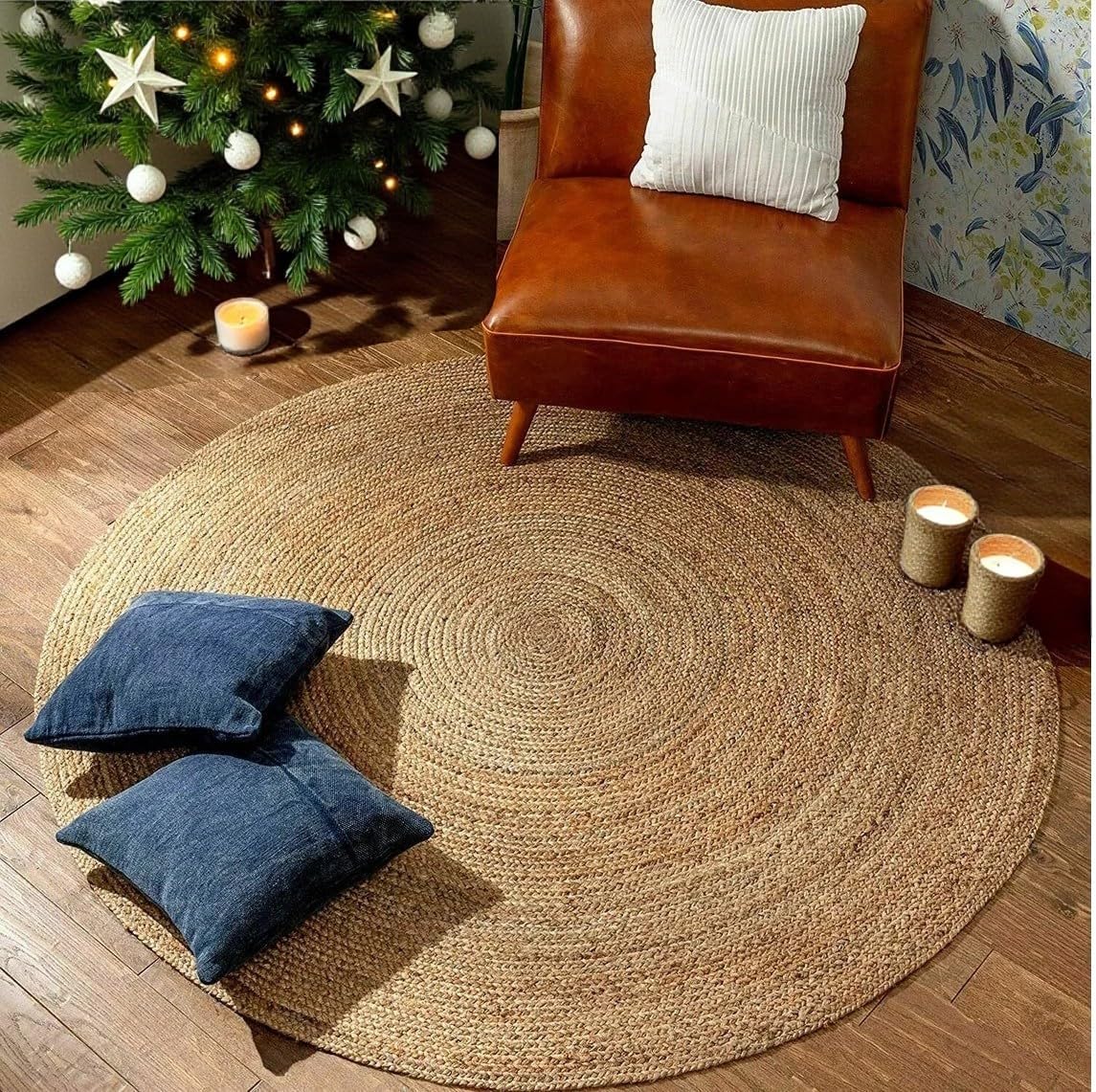 Braided Reversible Jute Round Area Rug