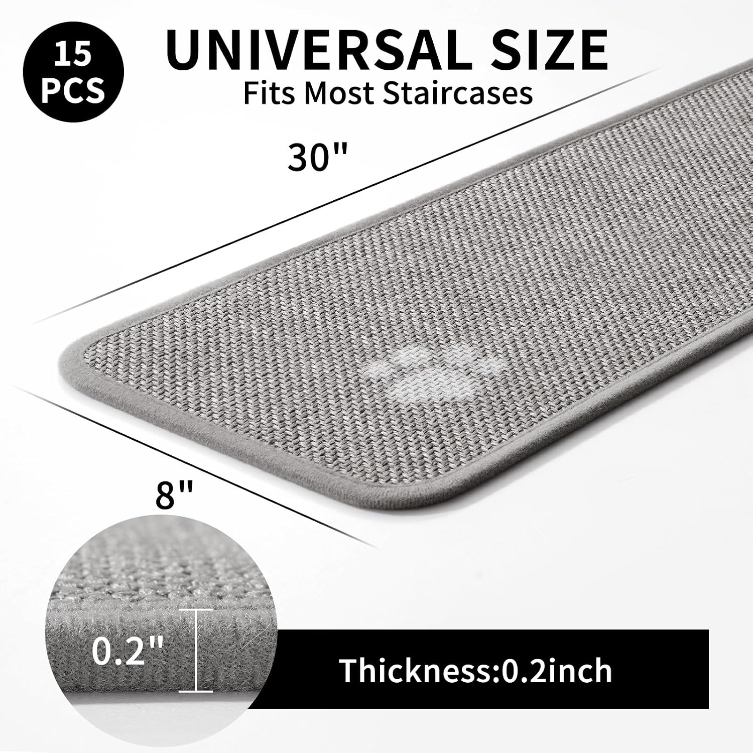 15‑Pack Gray Non‑Slip Stair Treads