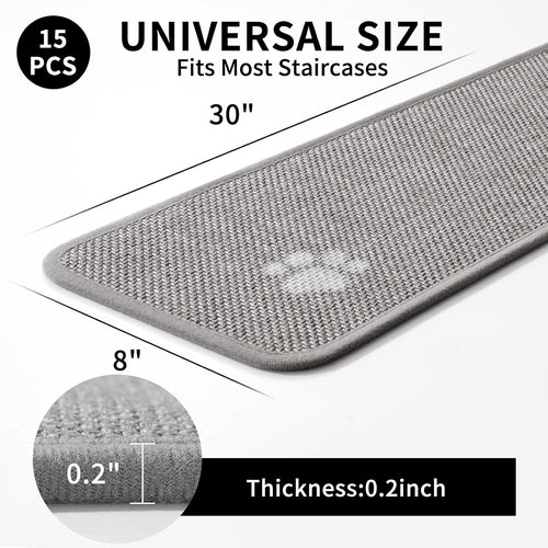 15‑Pack Gray Non‑Slip Stair Treads