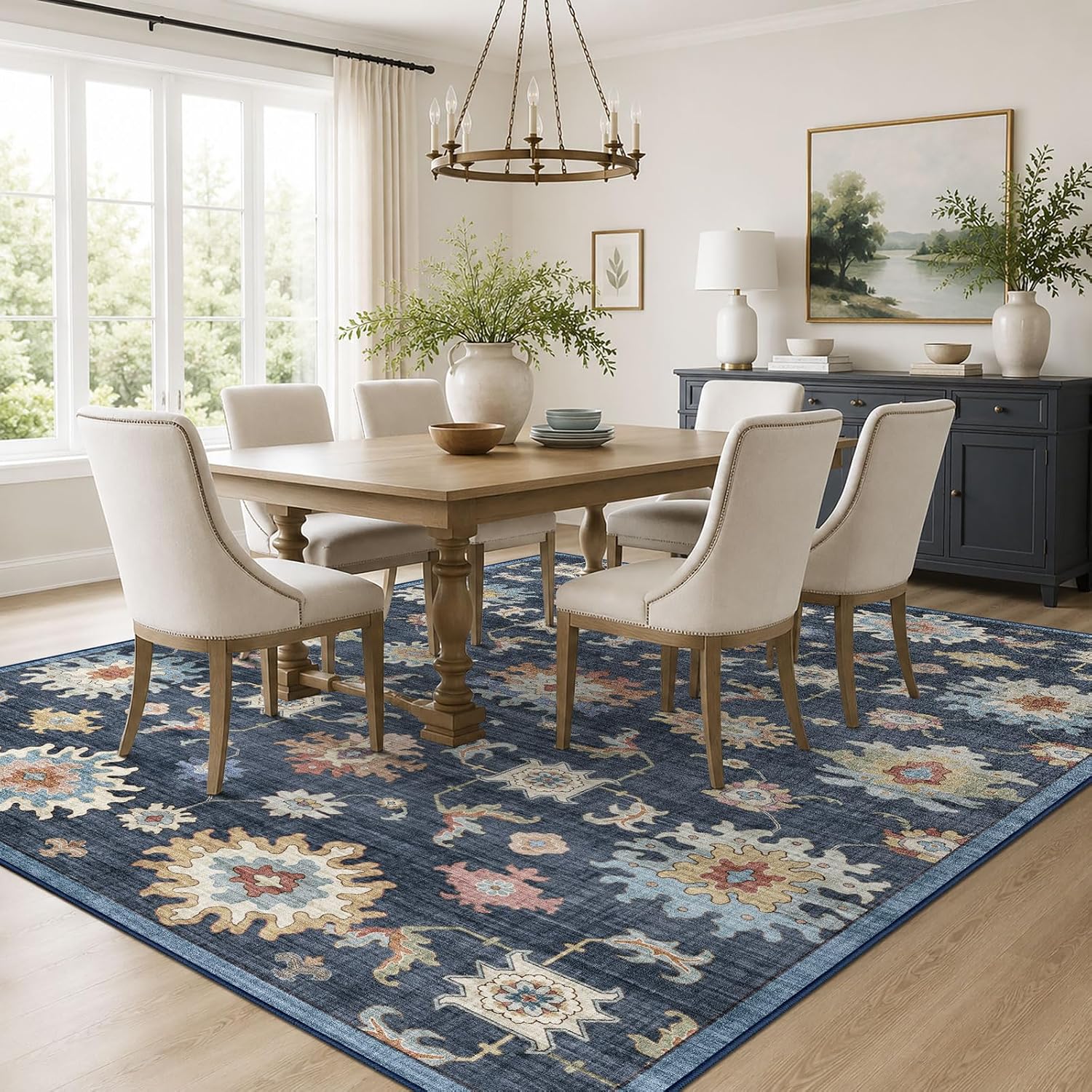 Boho Distressed Oriental Washable Area Rug