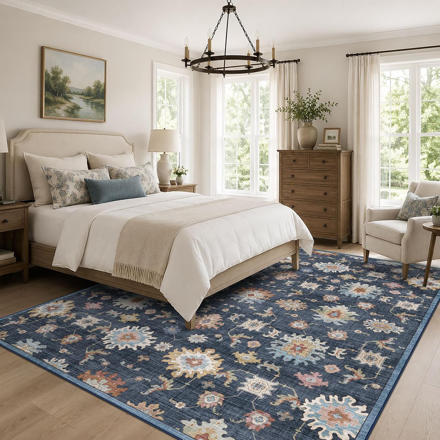 Boho Distressed Oriental Washable Area Rug