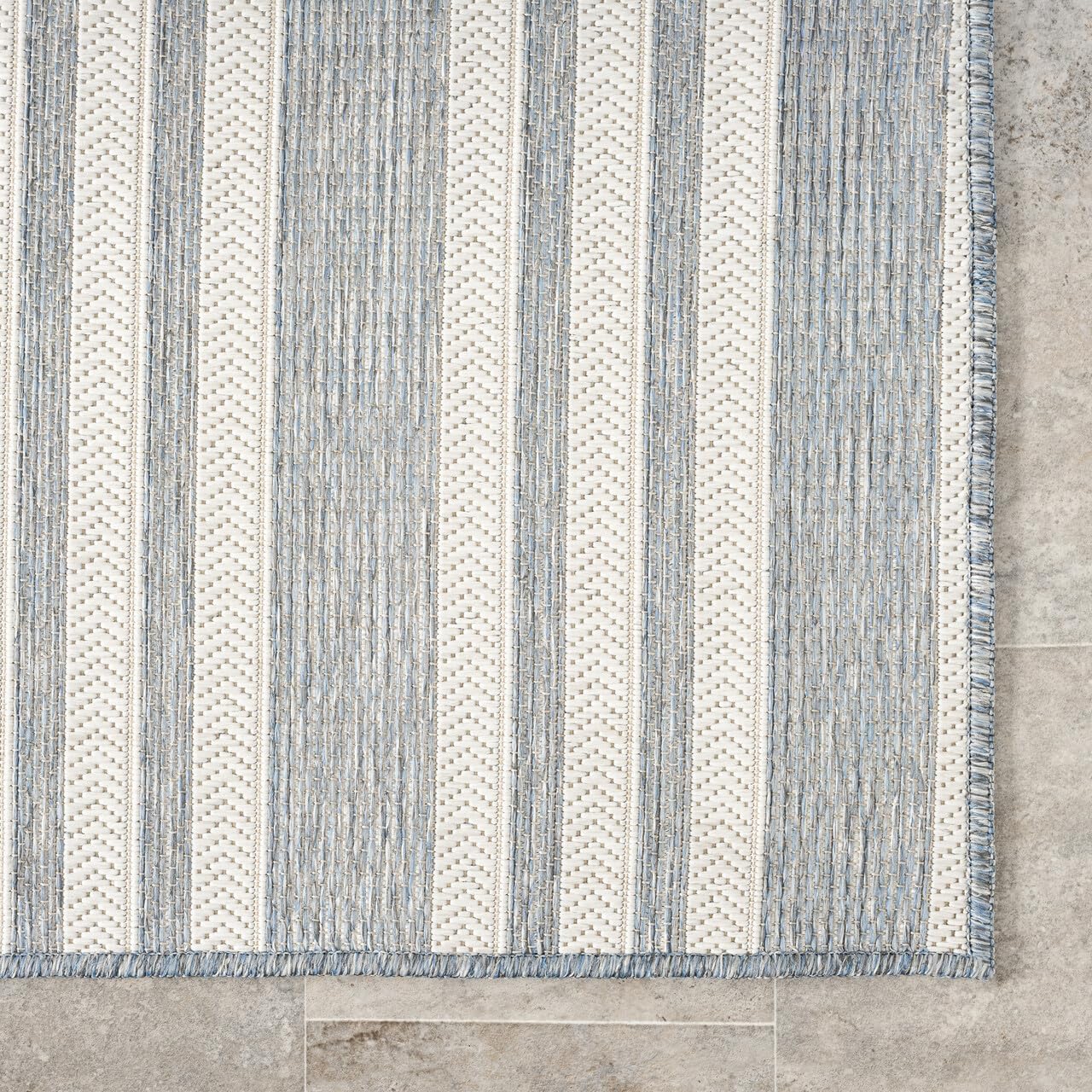 Blue Striped UV‑Protected Indoor‑Outdoor Area Rug