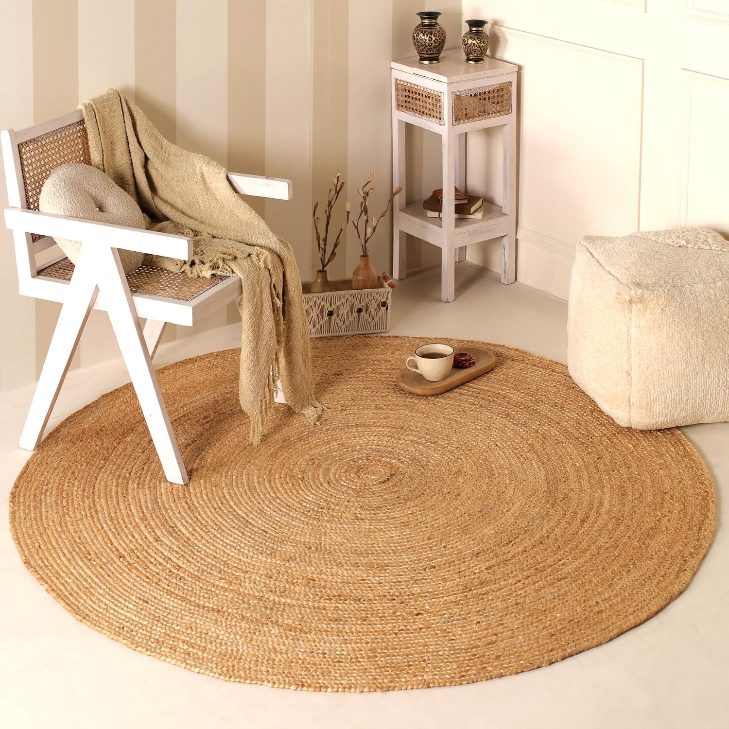 Reversible Rustic Natural Jute Round Rug