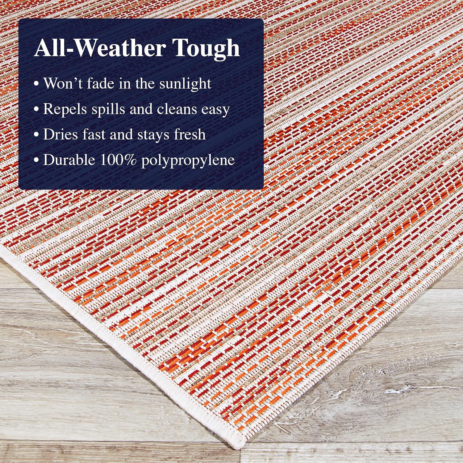 Salmon Striped Flatweave Indoor‑Outdoor Area Rug