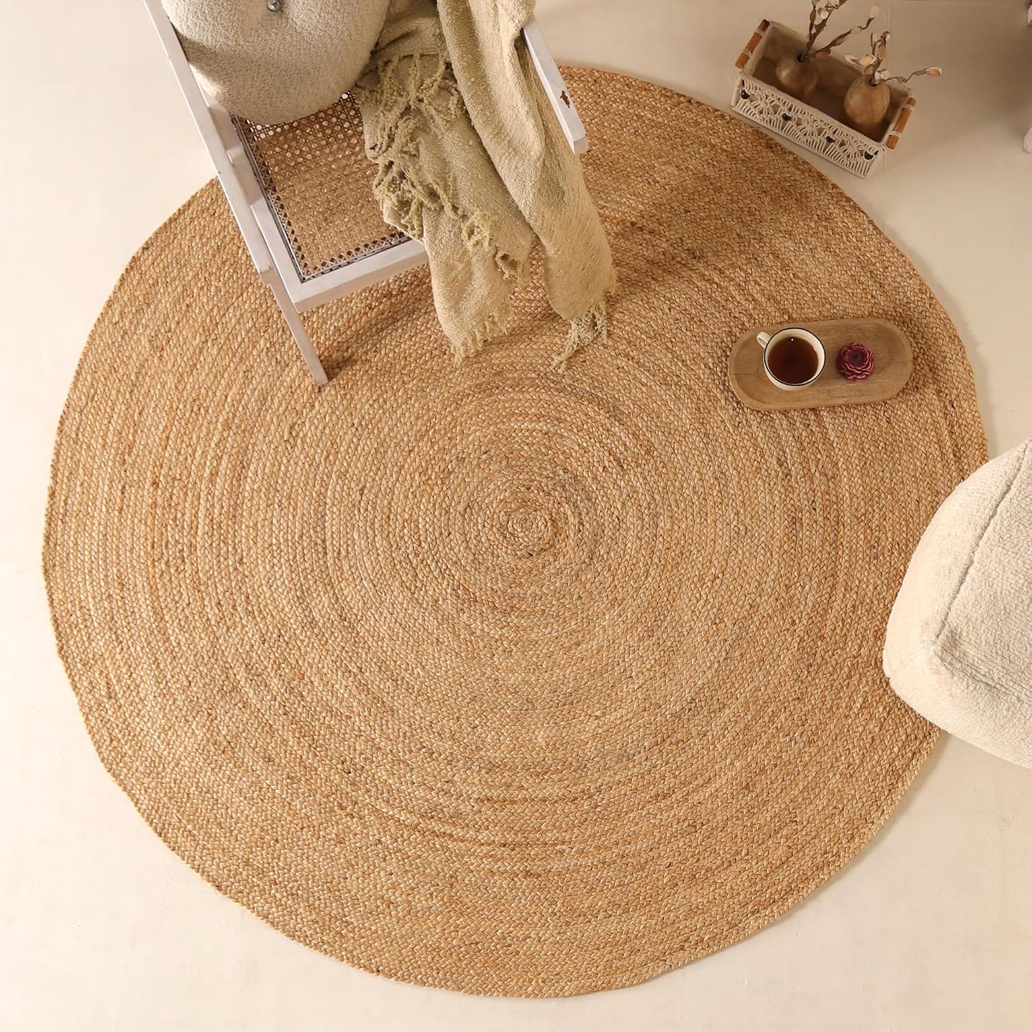 Reversible Rustic Natural Jute Round Rug