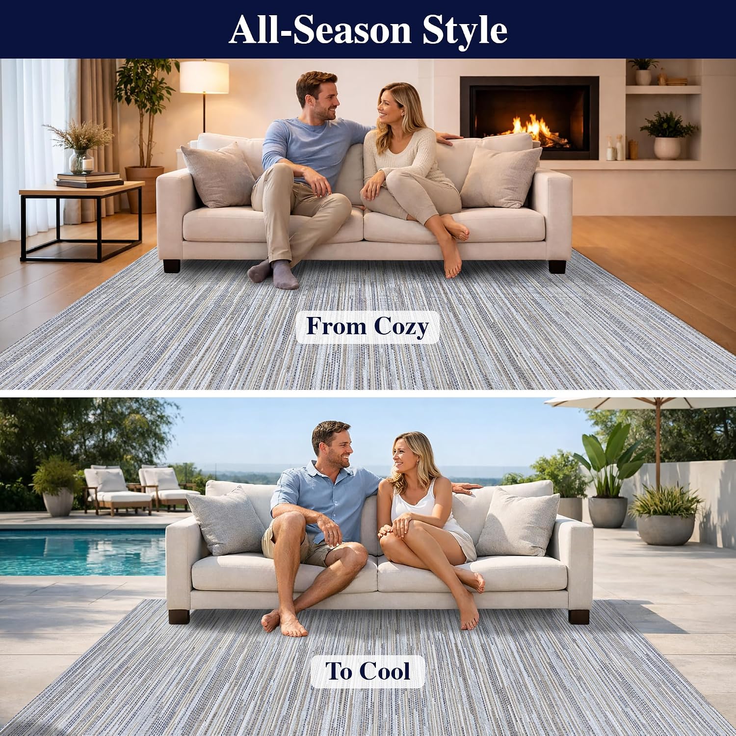 Coastal Flatweave Indoor‑Outdoor Area Rug