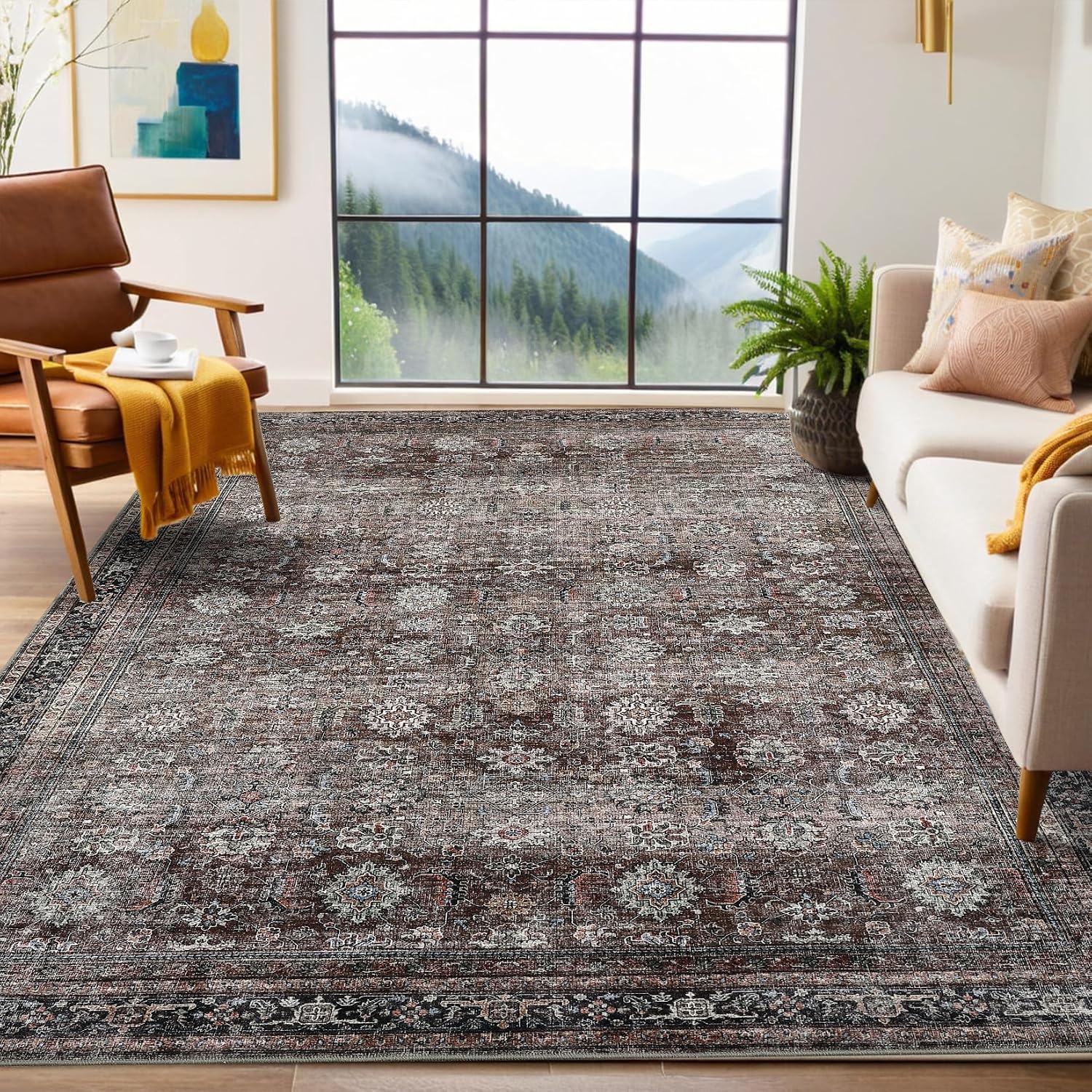 Vintage Oriental Stain‑Resistant Area Rug