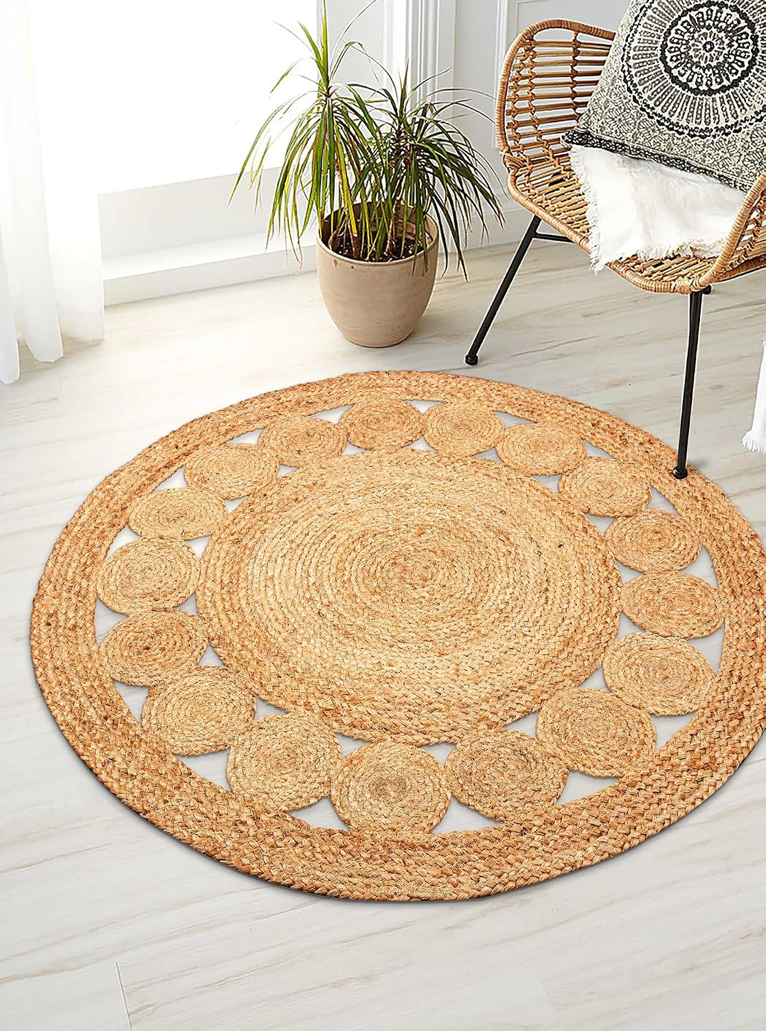 Braided Reversible Jute Round Farmhouse Rug