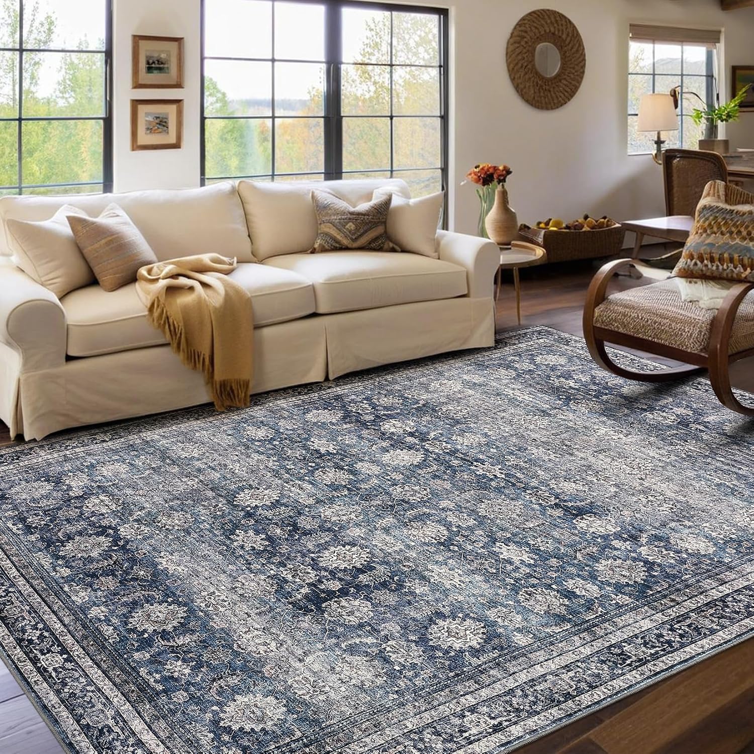 Vintage Oriental Stain‑Resistant Area Rug