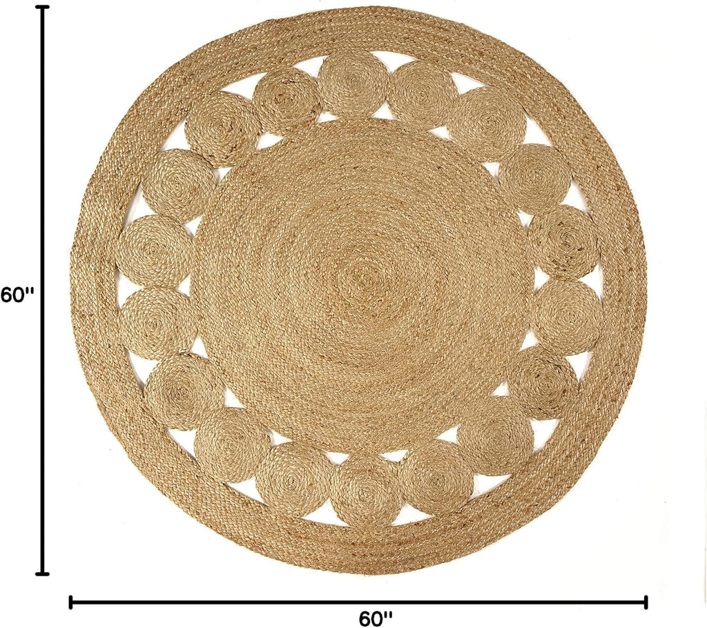 Hand‑Woven Natural Jute Round Farmhouse Rug