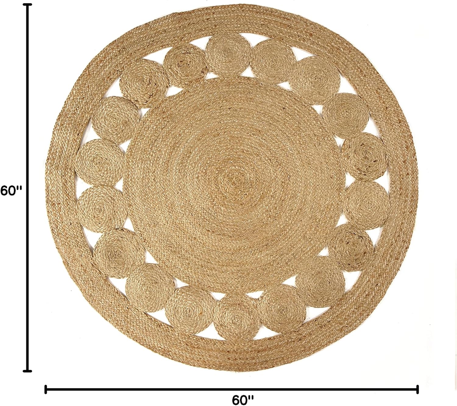 Hand‑Woven Natural Jute Round Farmhouse Rug