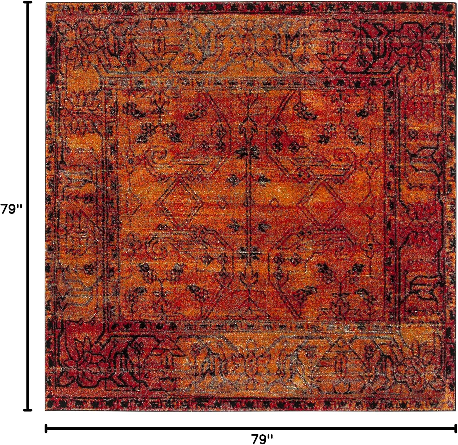 Vintage Persian Non‑Shedding Square Area Rug