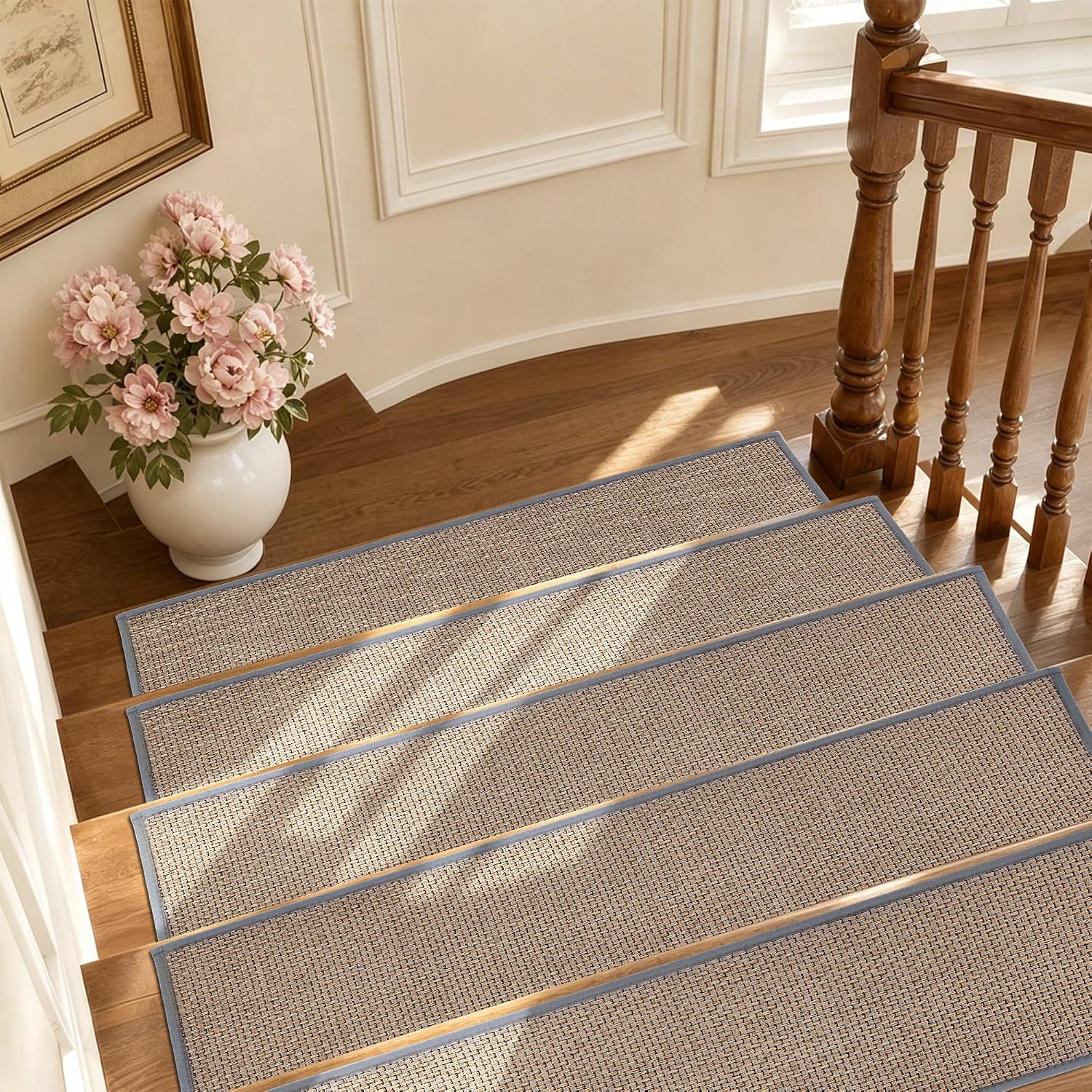 10‑Pack Washable Rubber‑Backed Non‑Slip Stair Treads