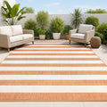 Orange‑Beige Two‑Tone Indoor‑Outdoor Area Rug