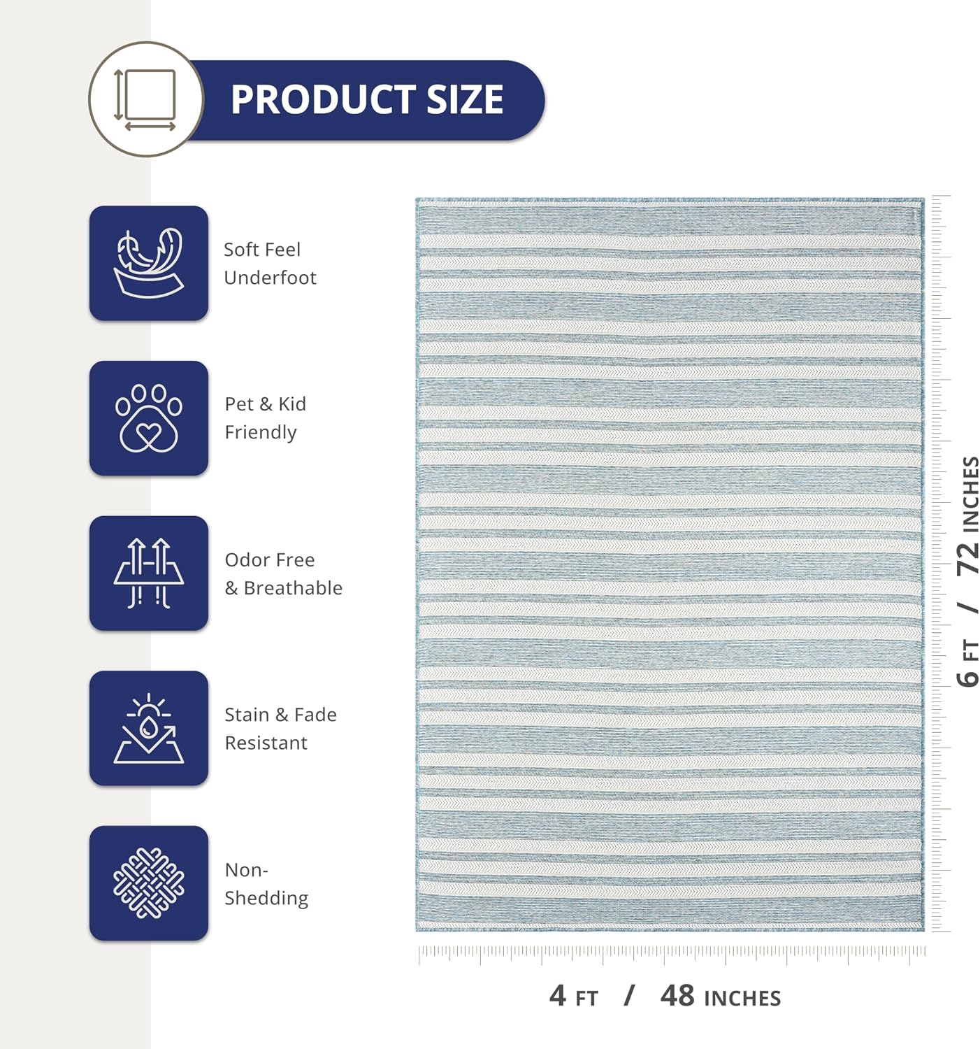 Blue Striped UV‑Protected Indoor‑Outdoor Area Rug