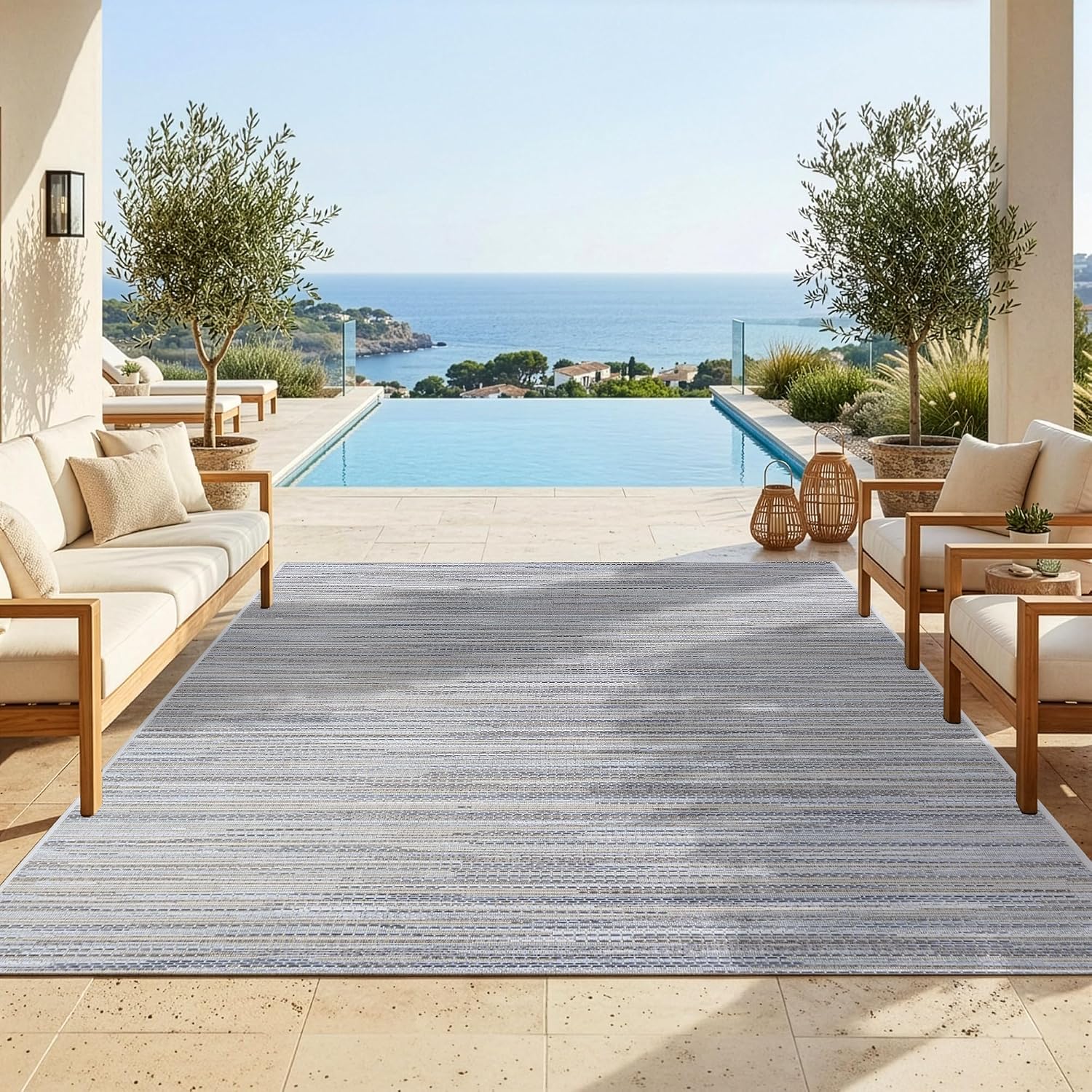 Coastal Flatweave Indoor‑Outdoor Area Rug