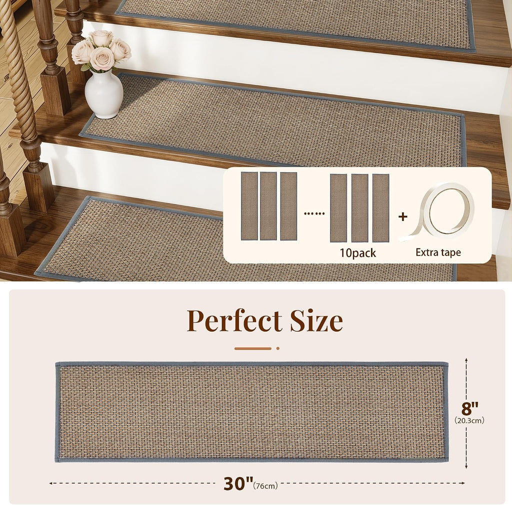 10‑Pack Washable Rubber‑Backed Non‑Slip Stair Treads