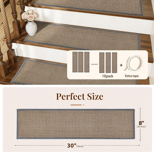 10‑Pack Washable Rubber‑Backed Non‑Slip Stair Treads