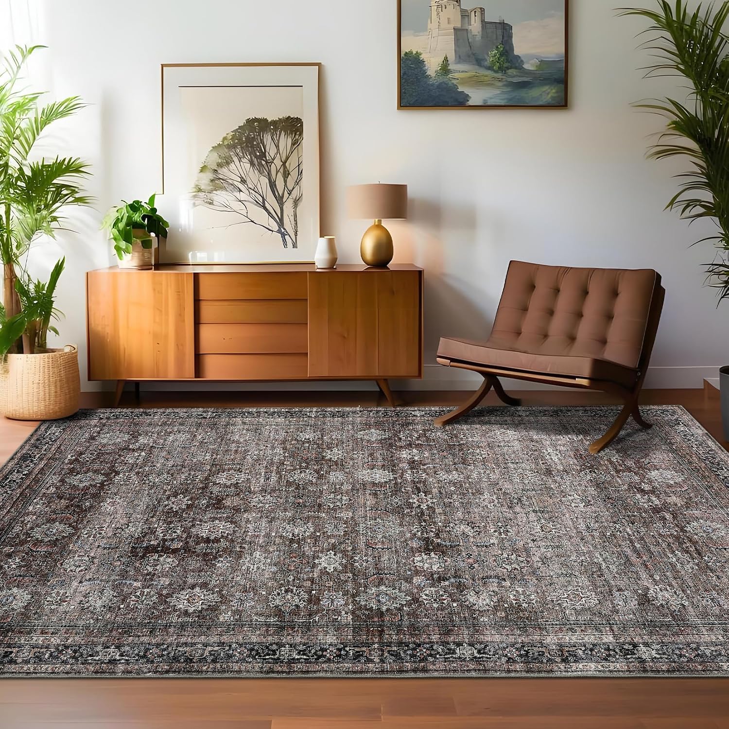 Vintage Oriental Stain‑Resistant Area Rug