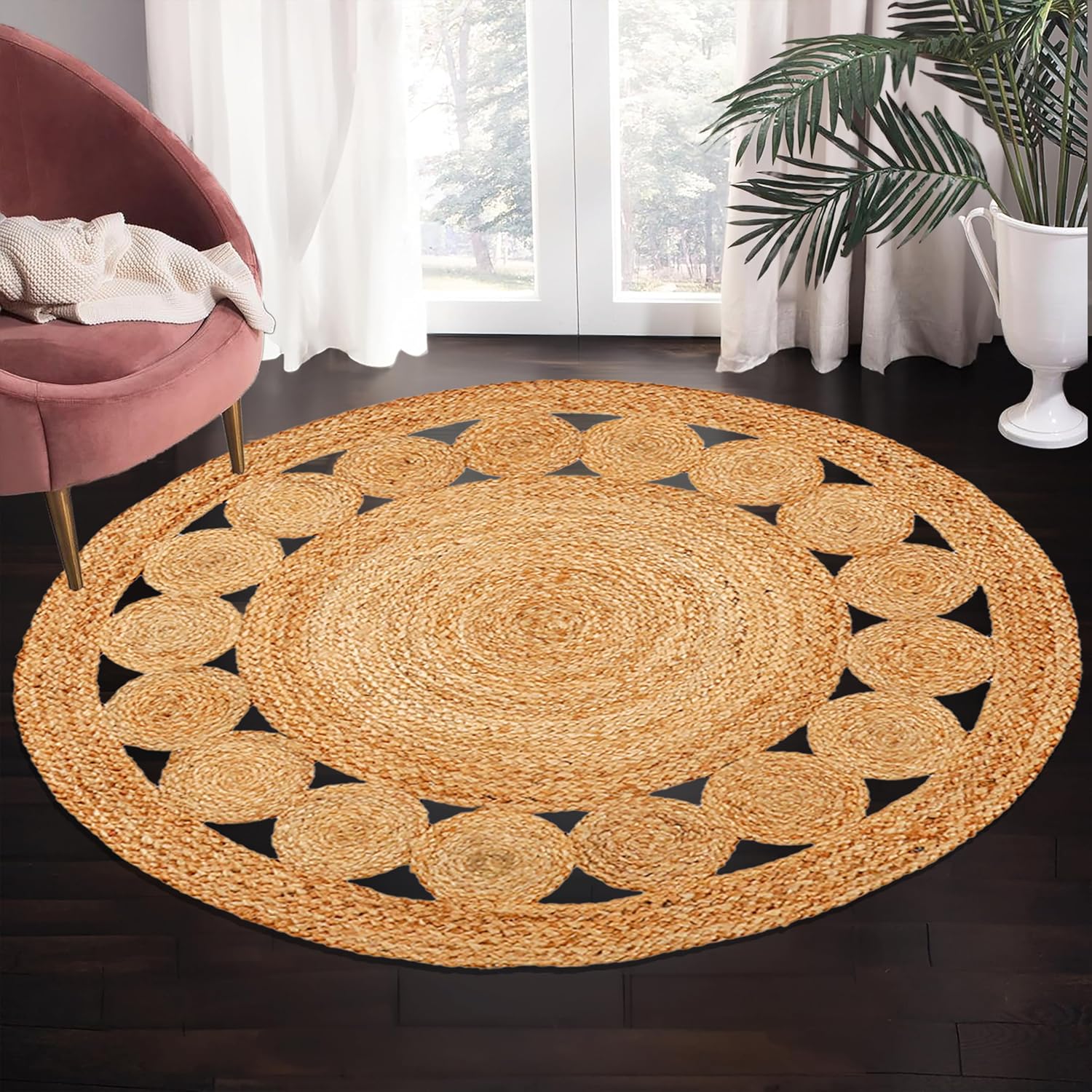 Braided Reversible Jute Round Farmhouse Rug