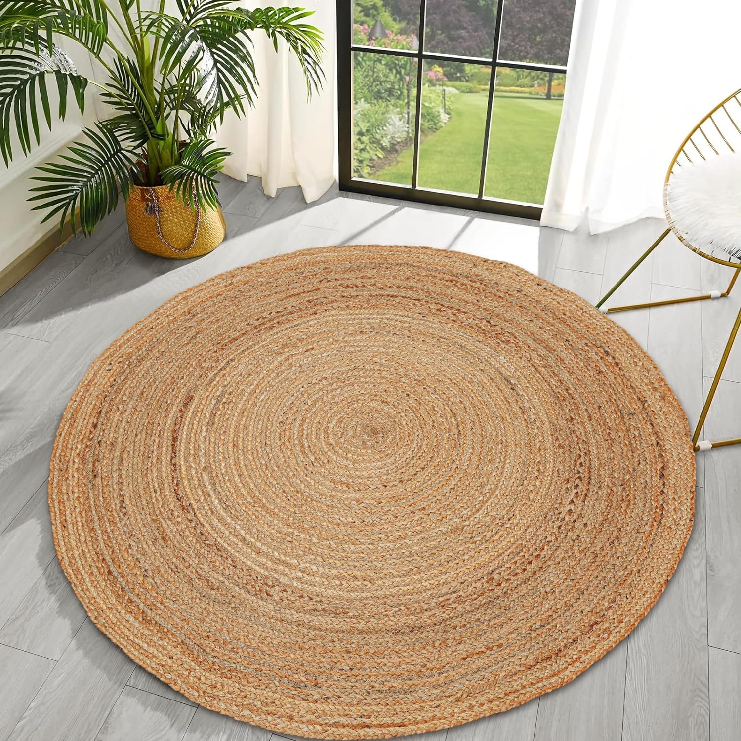 Hand‑Woven Braided Jute Round Area Rug