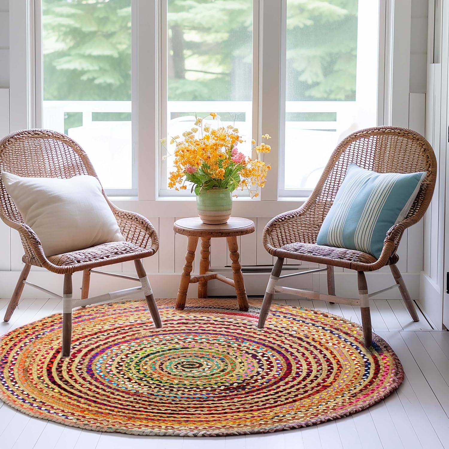 Hand‑Woven Reversible Jute‑Cotton Blend Area Rug