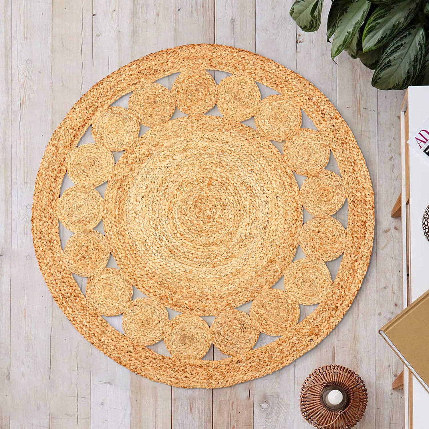 Braided Reversible Jute Round Farmhouse Rug