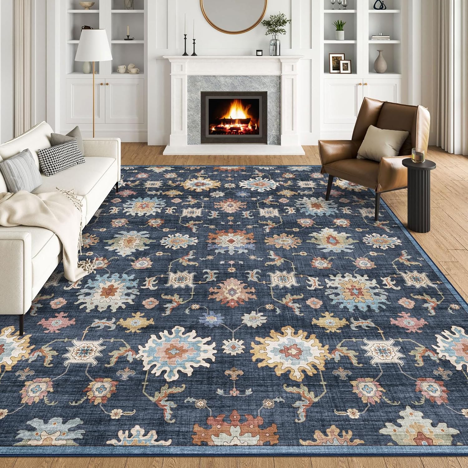Boho Distressed Oriental Washable Area Rug