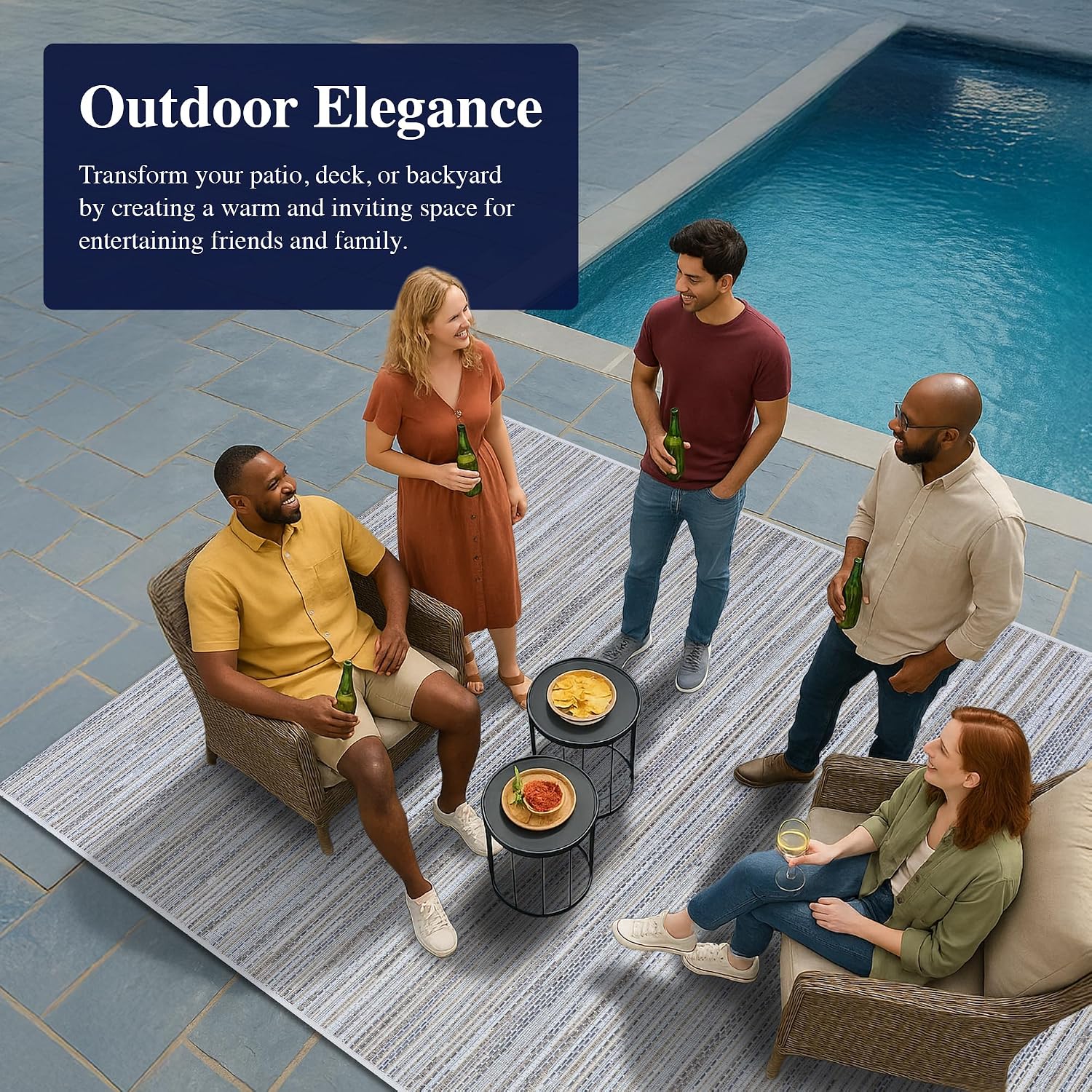 Coastal Flatweave Indoor‑Outdoor Area Rug